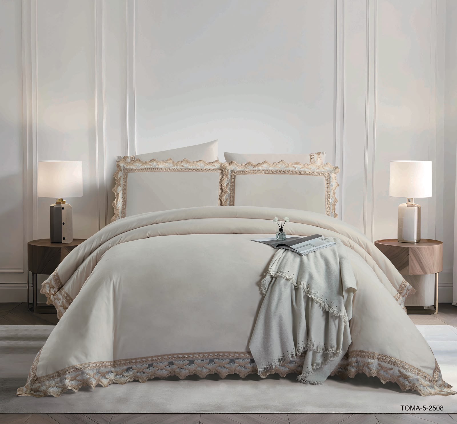 6 Pieces Luxury Wedding Comforter Set with Fittsed Sheet & Pillow Cover