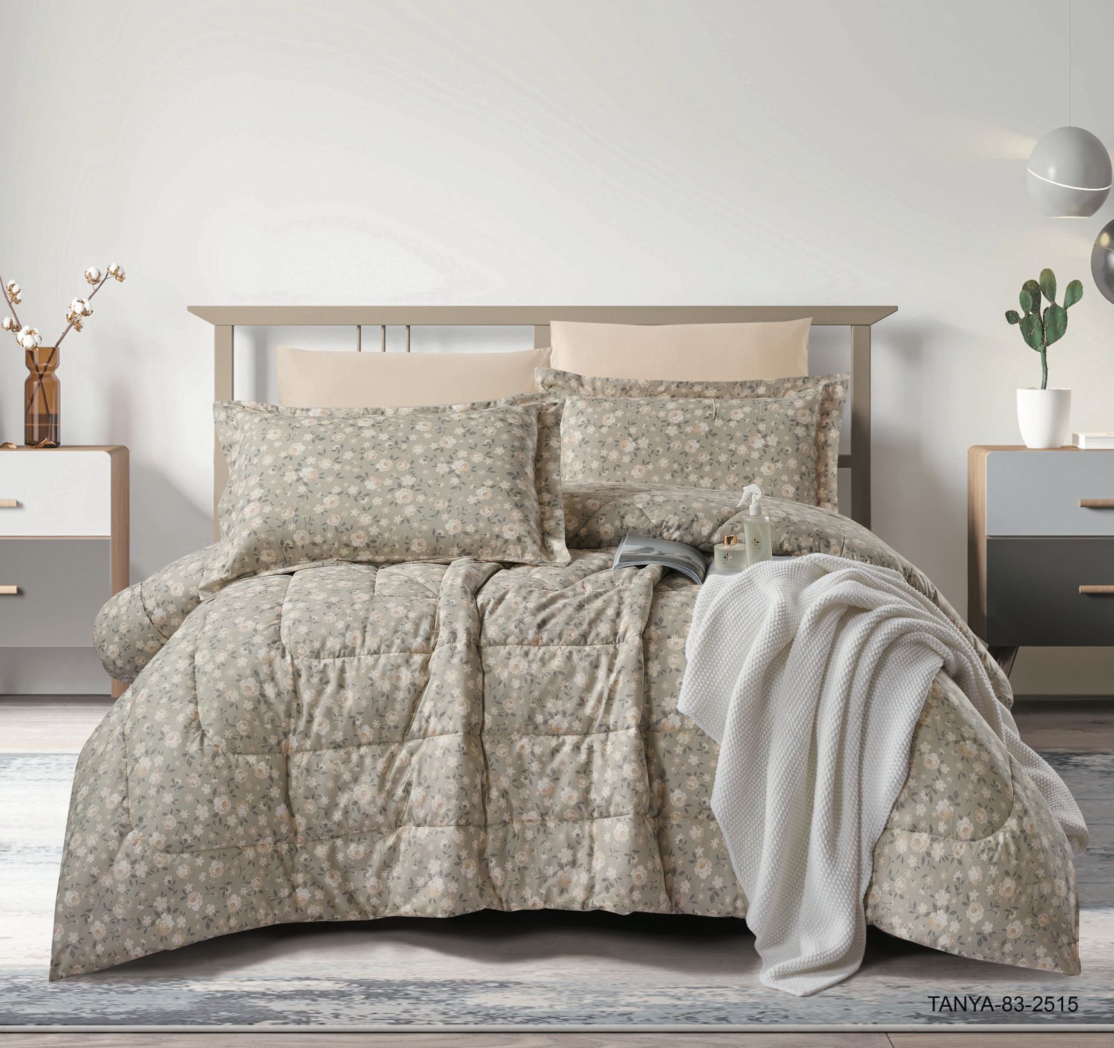 100% Cotton Comforter Set – 4-Piece Single Bed Bedding