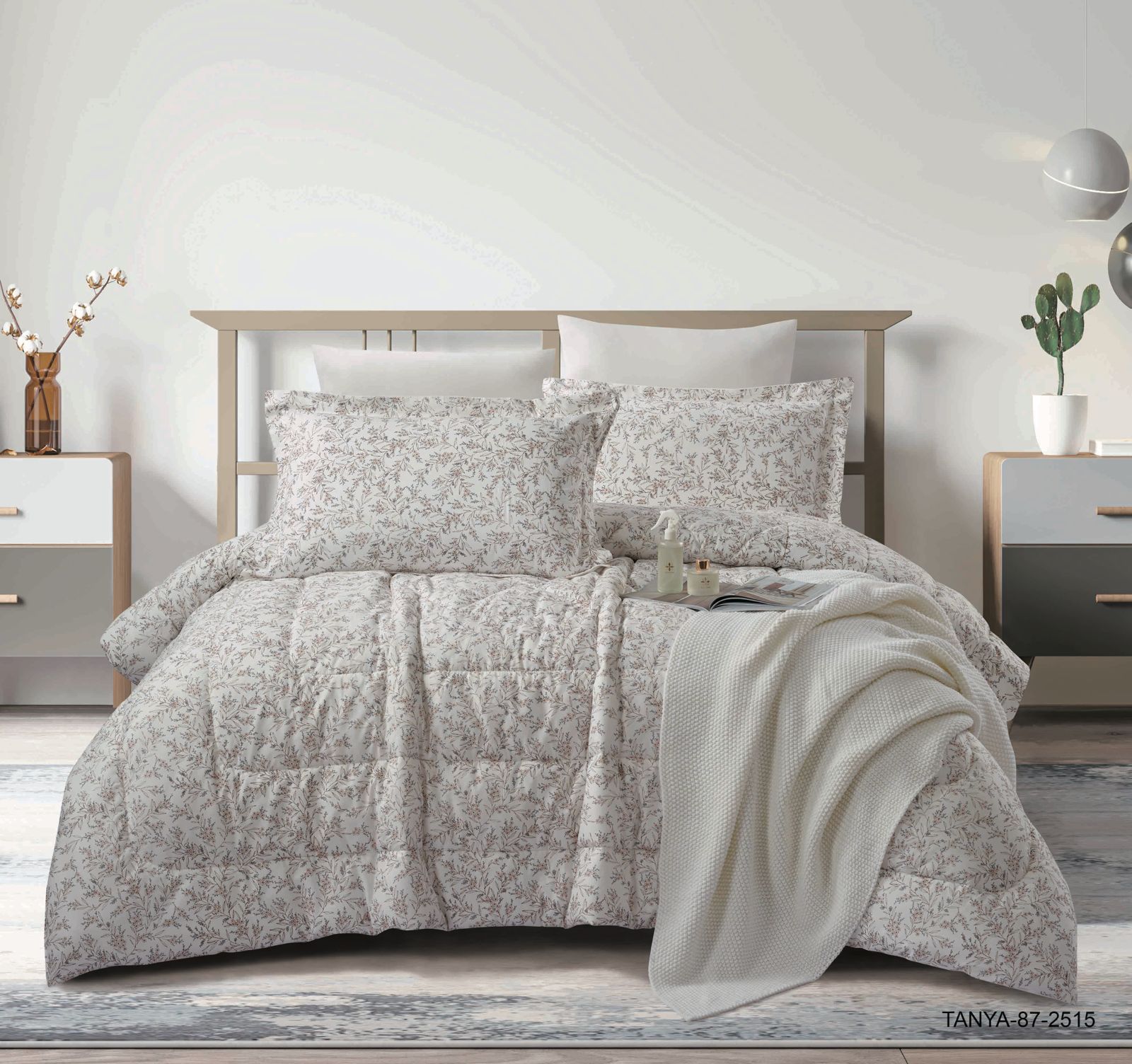 100% Cotton Comforter Set – 4-Piece Single Bed Bedding
