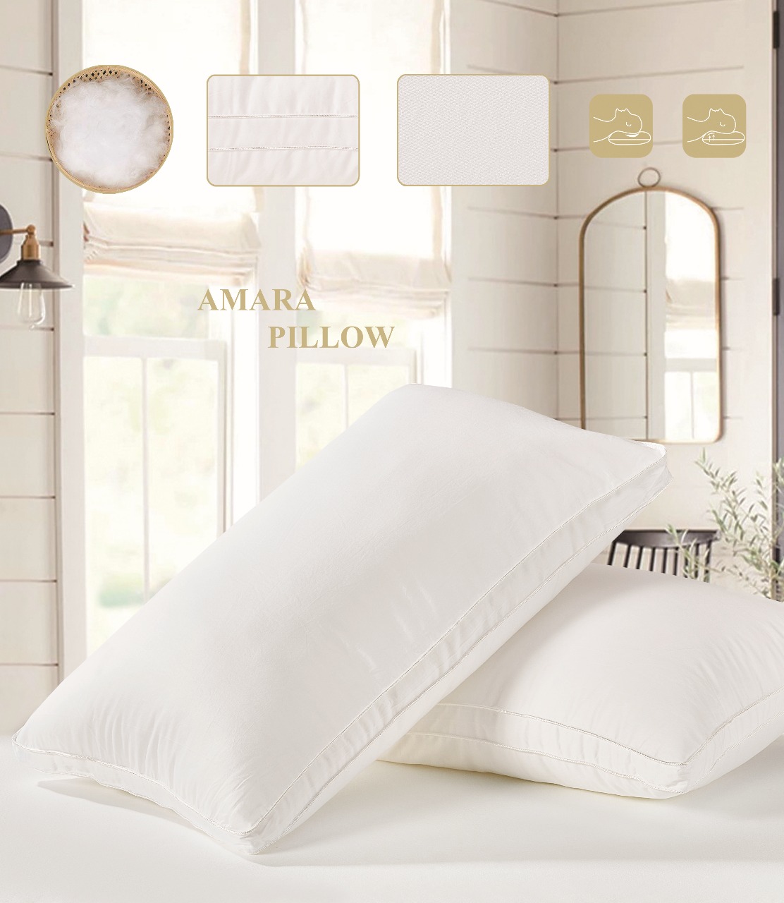 Luxurious Embroidered Pillow – Medium Soft, 50×75 cm