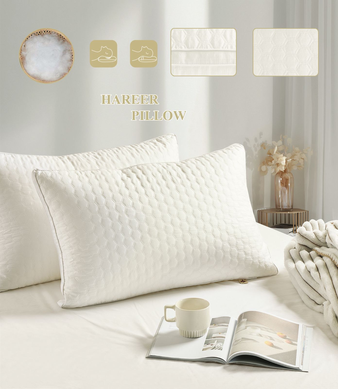 Pillow-Hareer stitched design pillow 50x75 cm 