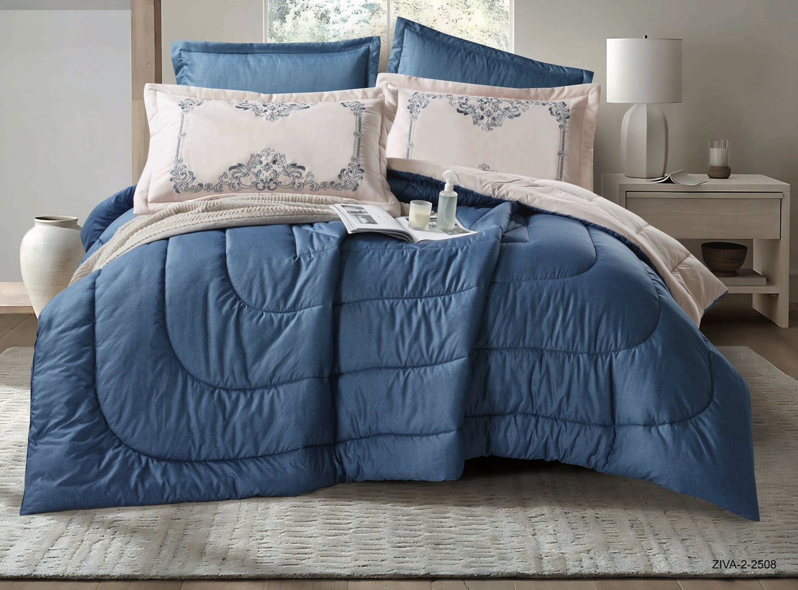 6PCS  Comforter Set with 2 Pillowcases Embroidered