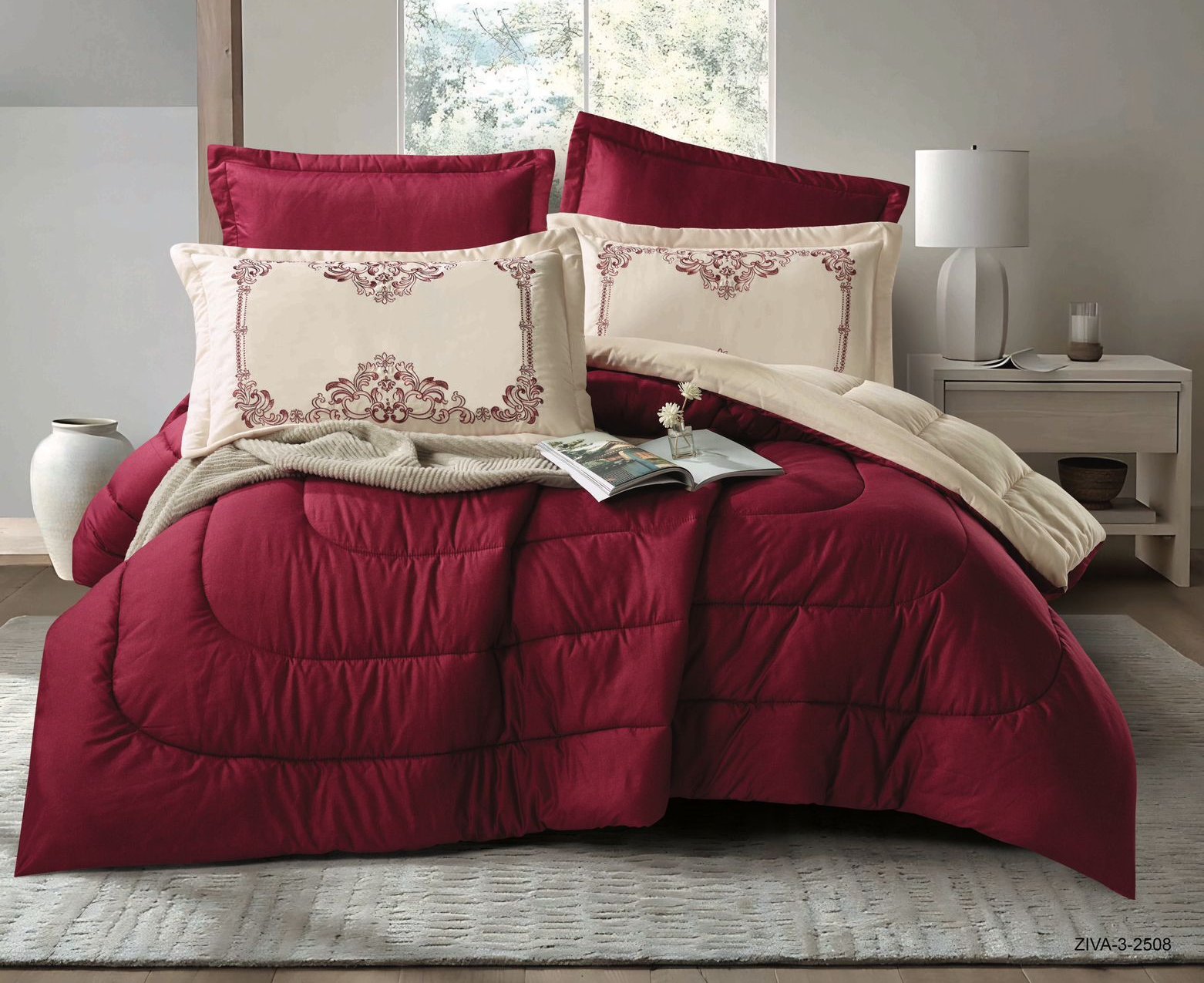 6PCS  Comforter Set with 2 Pillowcases Embroidered
