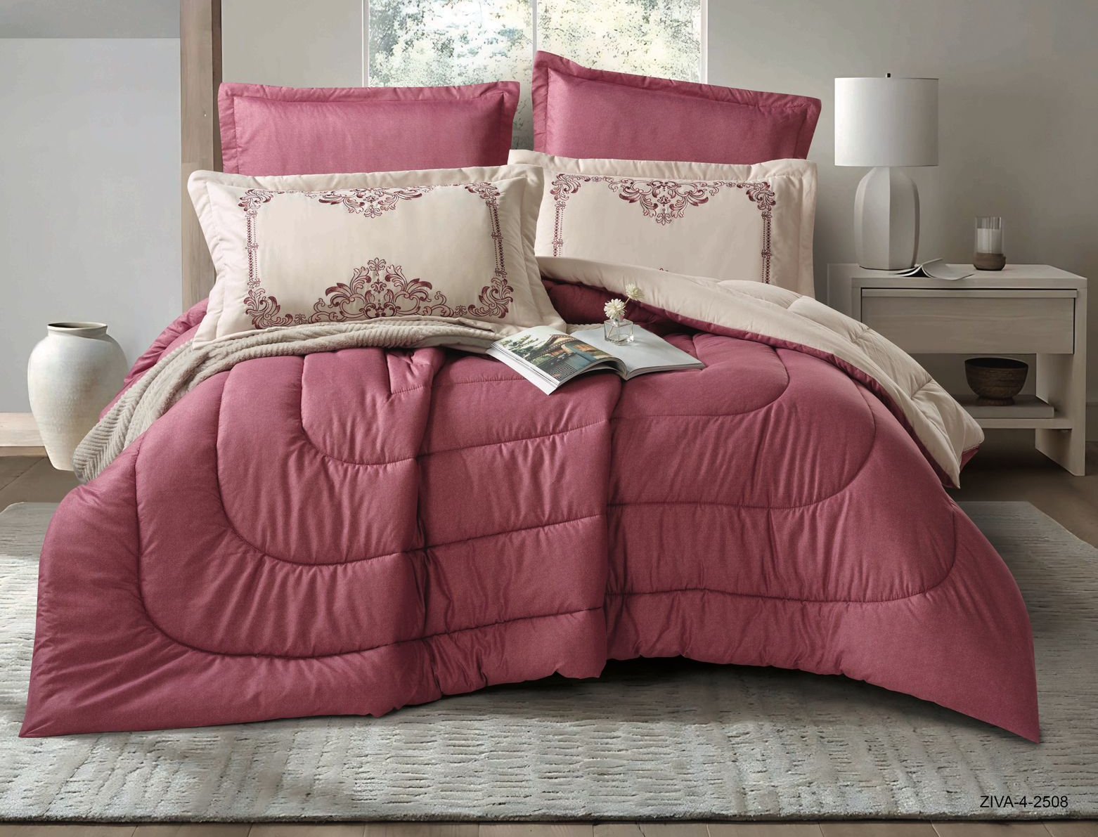 6PCS  Comforter Set with 2 Pillowcases Embroidered