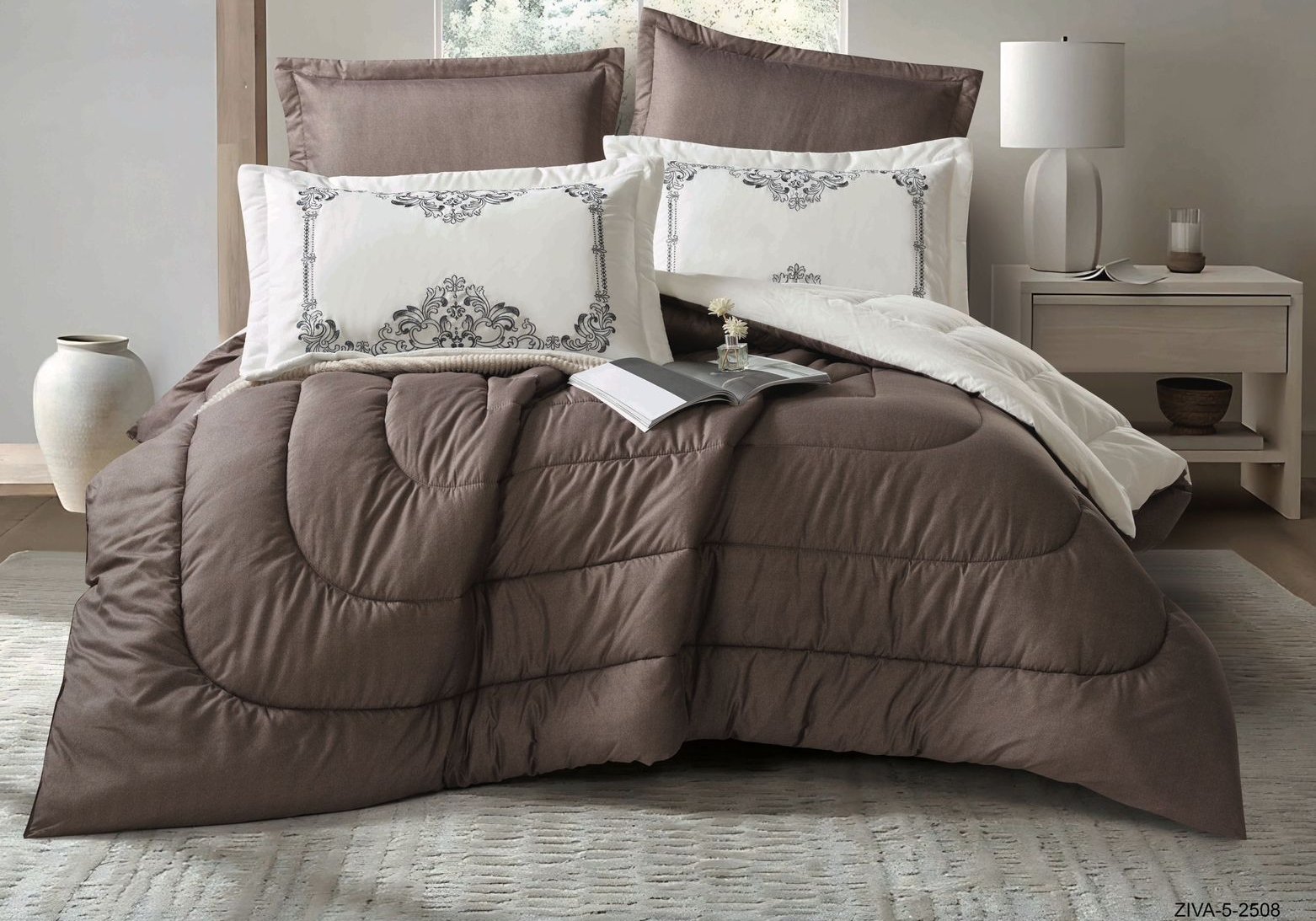 6PCS  Comforter Set with 2 Pillowcases Embroidered