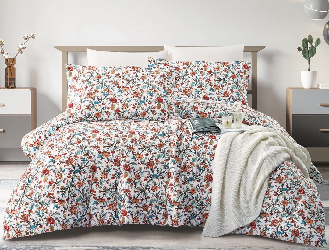 100% Cotton Comforter Set – 4-Piece Single Bed Bedding
