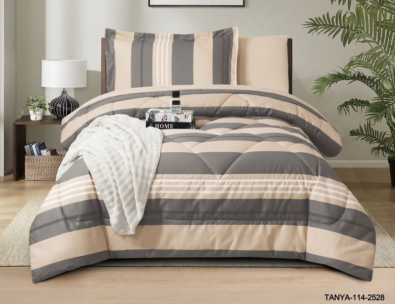 100% Cotton Comforter Set – 4-Piece Single Bed Bedding