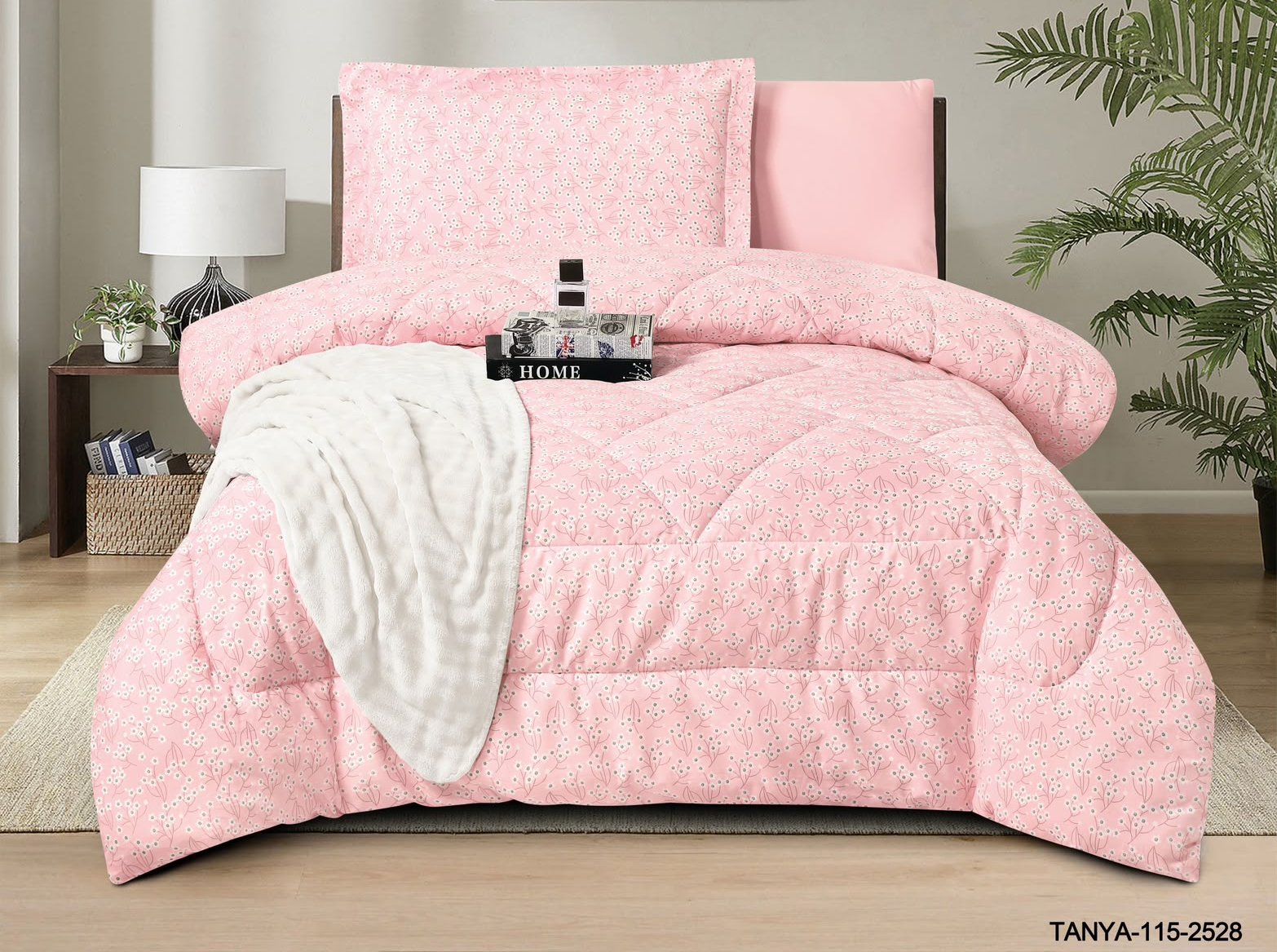 100% Cotton Comforter Set – 4-Piece Single Bed Bedding