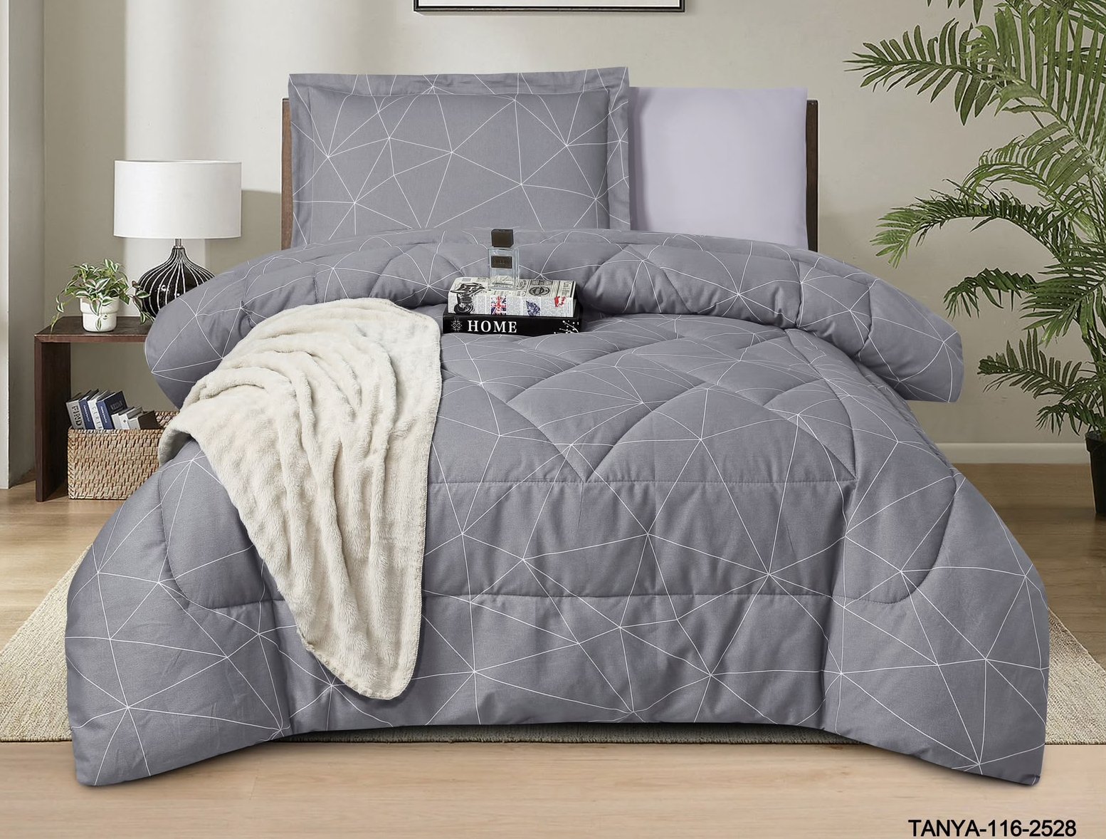 100% Cotton Comforter Set – 4-Piece Single Bed Bedding