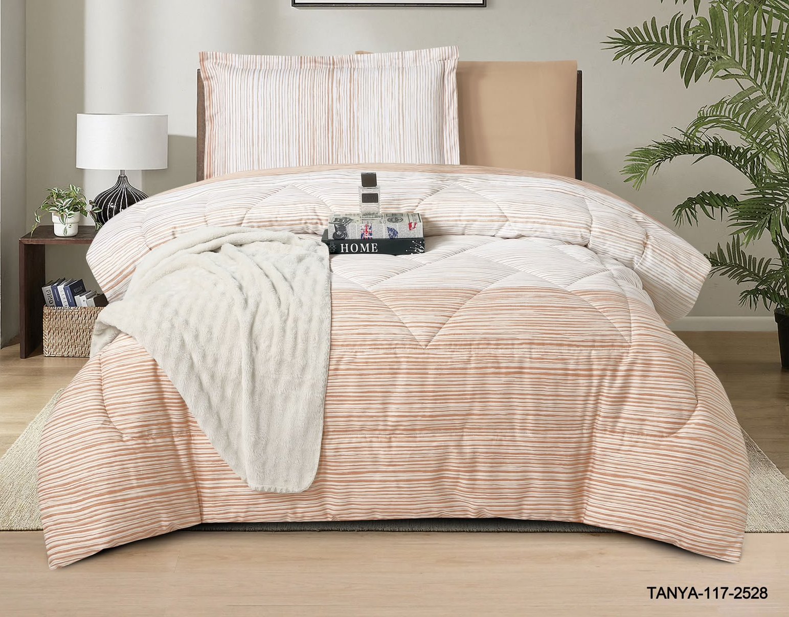 100% Cotton Comforter Set – 4-Piece Single Bed Bedding
